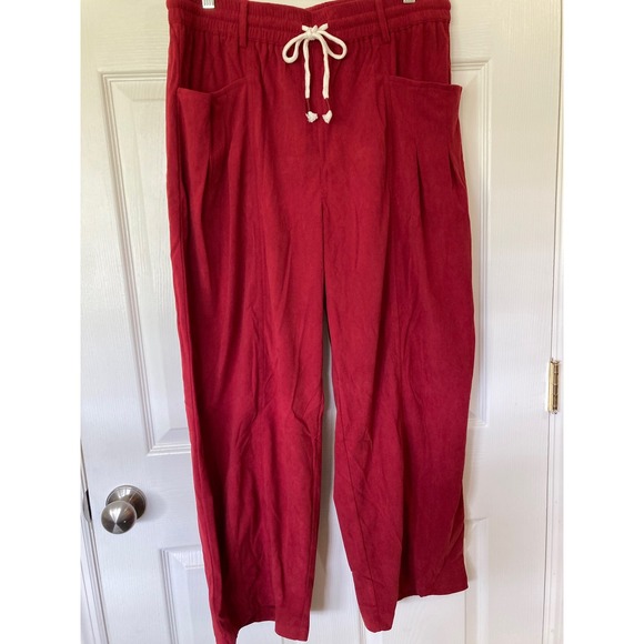 Unbranded Pants - Red Corduroy Wide Leg Pants XL New Relaxed Cozy Loungewear Boho Streetwear